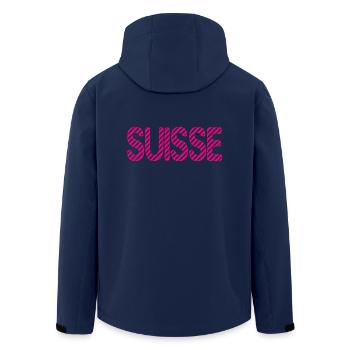 SCHWEIZ. LAND. GENF. HUMOR. FLAGGE. GENF - Recycelte Männer Softshell-Jacke von Stanley/Stella - Navy - Hinten - AI Model Male 185 light (185cm)