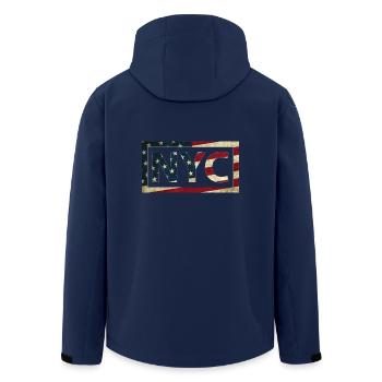 NYC (New York City) - Men’s Recycled Softshell Jacket by Stanley/Stella - navy - Back - AI Model Male 185 light (185cm)