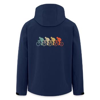 Retro Vintage Style Bicycle Cycling Two-Wheeler Sport - Men’s Recycled Softshell Jacket by Stanley/Stella - navy - Back - AI Model Male 185 light (185cm)