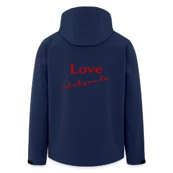 QUOTE,QUOTES,MESSAGE, MESSAGE,HUMOR - Men’s Recycled Softshell Jacket by Stanley/Stella - navy - Back - AI Model Male 185 light (185cm)
