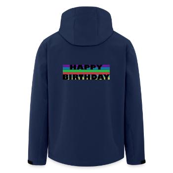 JAHRESTAG. ALLES GUTE ZUM GEBURTSTAG!. ALLES GUTE ZUM GEBURTSTAG! - Recycelte Männer Softshell-Jacke von Stanley/Stella - Navy - Hinten - AI Model Male 185 light (185cm)