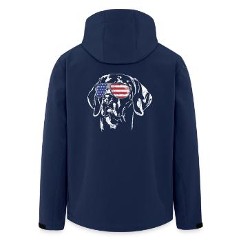 WEIMARANER America flag vintage look - Men’s Recycled Softshell Jacket by Stanley/Stella - navy - Back - AI Model Male 185 light (185cm)