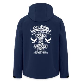 Germane Glaube Sprüche Gott Heide Hammer Geschenk - Recycelte Männer Softshell-Jacke von Stanley/Stella - Navy - Hinten - AI Model Male 185 light (185cm)