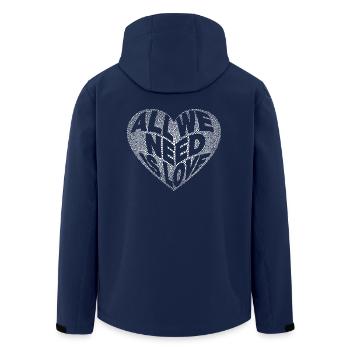 All we need is love. Peace - Veste softshell homme en polyester recyclé Stanley/Stella - marine - Dos - AI Model Male 185 light (185cm)