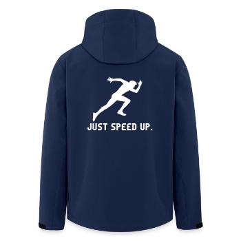 Just speed up athlete athlete fitness sprint run - Men’s Recycled Softshell Jacket by Stanley/Stella - navy - Back - AI Model Male 185 light (185cm)