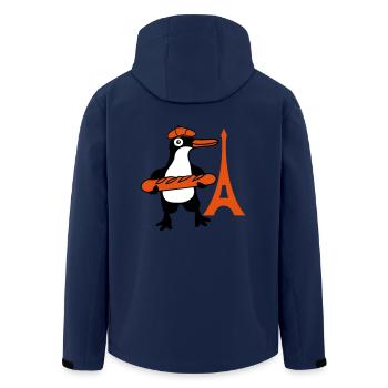 Pinguin Französisch Baguette Paris Frankreich Süß - Recycelte Männer Softshell-Jacke von Stanley/Stella - Navy - Hinten - AI Model Male 185 light (185cm)