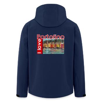 I love Portofino. Italy. - Men’s Recycled Softshell Jacket by Stanley/Stella - navy - Back - AI Model Male 185 light (185cm)