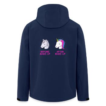 Makeup unicorn t-shirt gift idea birthday - Men’s Recycled Softshell Jacket by Stanley/Stella - navy - Back - AI Model Male 185 light (185cm)