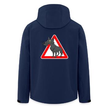 wolf - Men’s Recycled Softshell Jacket by Stanley/Stella - navy - Back - AI Model Male 185 light (185cm)