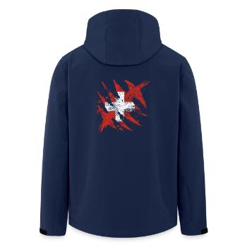Geschenk Schweiz Flagge Schweier Fahne - Recycelte Männer Softshell-Jacke von Stanley/Stella - Navy - Hinten - AI Model Male 185 light (185cm)