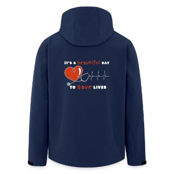 Arzt Krankenschwester Pfleger Doktor Herzschlag - Recycelte Männer Softshell-Jacke von Stanley/Stella - Navy - Hinten - AI Model Male 185 light (185cm)