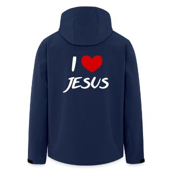 J'aime Jésus - Amour Christ Dieu Eglise Foi w - Veste softshell homme en polyester recyclé Stanley/Stella - marine - Dos - AI Model Male 185 light (185cm)