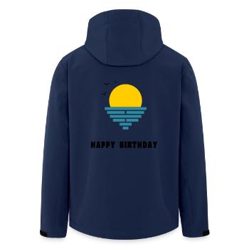 ALLES GUTE ZUM GEBURTSTAG. ALLES GUTE ZUM GEBURTSTAG. JAHRESTAG. - Recycelte Männer Softshell-Jacke von Stanley/Stella - Navy - Hinten - AI Model Male 185 light (185cm)