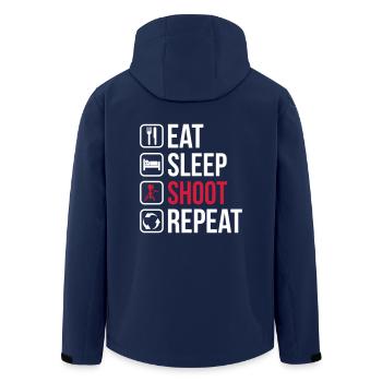 Eat Sleep Shoot Repeat - Recycelte Männer Softshell-Jacke von Stanley/Stella - Navy - Hinten - AI Model Male 185 light (185cm)
