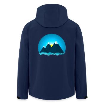 Mountains with snow in the forest at sunset - Men’s Recycled Softshell Jacket by Stanley/Stella - navy - Back - AI Model Male 185 light (185cm)