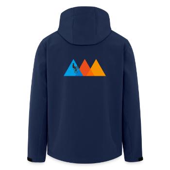 Mountain Biker | Mountain Bike Mountains Bicycle Retro - Men’s Recycled Softshell Jacket by Stanley/Stella - navy - Back - AI Model Male 185 light (185cm)