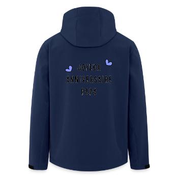 JOYEUX ANNIVERSAIRE. HAPPY BIRTHDAY. ANNIVERSAIRE. - Veste softshell homme en polyester recyclé Stanley/Stella - marine - Dos - AI Model Male 185 light (185cm)
