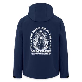 Vintage 1975 Born Motorcycle Birthday Gift - Men’s Recycled Softshell Jacket by Stanley/Stella - navy - Back - AI Model Male 185 light (185cm)