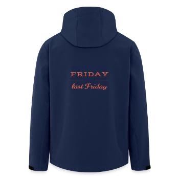 happy friday - Men’s Recycled Softshell Jacket by Stanley/Stella - navy - Back - AI Model Male 185 light (185cm)