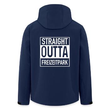 Straight OUTTA Amusement Park - Men’s Recycled Softshell Jacket by Stanley/Stella - navy - Back - AI Model Male 185 light (185cm)