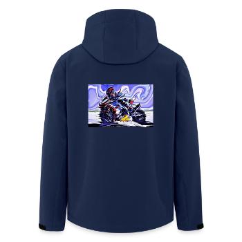Vitesse à pleine vitesse sur deux roues - Veste softshell homme en polyester recyclé Stanley/Stella - marine - Dos - AI Model Male 185 light (185cm)