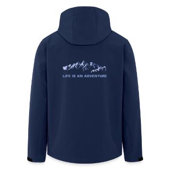 Mountain - Men’s Recycled Softshell Jacket by Stanley/Stella - navy - Back - AI Model Male 185 light (185cm)
