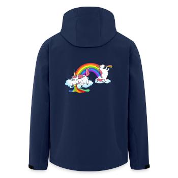 Unicorn vomiting while drinking - Men’s Recycled Softshell Jacket by Stanley/Stella - navy - Back - AI Model Male 185 light (185cm)