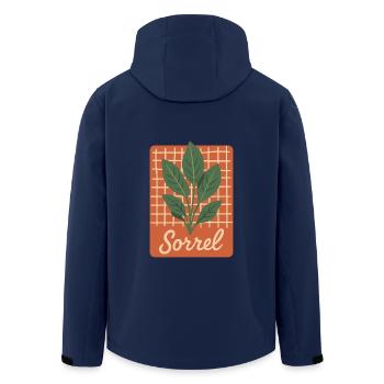 Sorrel - Botanical Herbs Illustration Retro - Men’s Recycled Softshell Jacket by Stanley/Stella - navy - Back - AI Model Male 185 light (185cm)