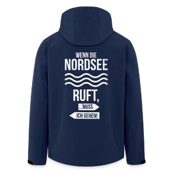 Wenn die Nordsee ruft, ... muss ich gehen! Norden - Recycelte Männer Softshell-Jacke von Stanley/Stella - Navy - Hinten - AI Model Male 185 light (185cm)