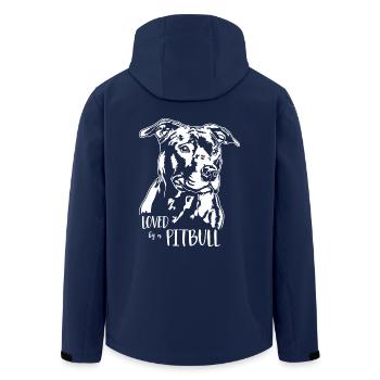 Loved by a Pitbull American Pitbull Dogs Wilsigns - Men’s Recycled Softshell Jacket by Stanley/Stella - navy - Back - AI Model Male 185 light (185cm)