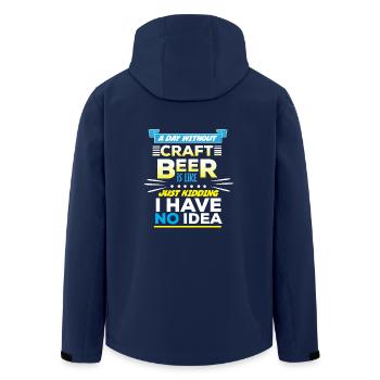 Funny Drinking Ideas - Funny Craft Beer Motif - Men’s Recycled Softshell Jacket by Stanley/Stella - navy - Back - AI Model Male 185 light (185cm)