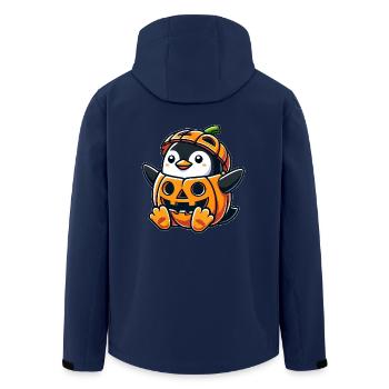 Halloween Penguin Pumpkin Costume Funny Whimsical - Men’s Recycled Softshell Jacket by Stanley/Stella - navy - Back - AI Model Male 185 light (185cm)