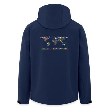 Résumé carte du monde - Veste softshell homme en polyester recyclé Stanley/Stella - marine - Dos - AI Model Male 185 light (185cm)