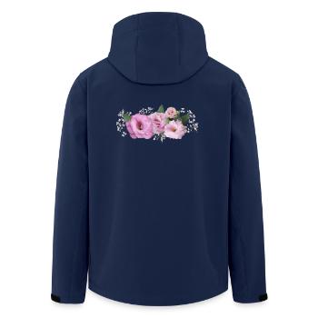 Flowers Pink - Men’s Recycled Softshell Jacket by Stanley/Stella - navy - Back - AI Model Male 185 light (185cm)
