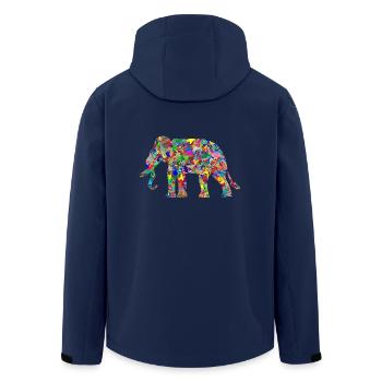 Elefant bunte Farbkleckse Geschenk Geschenkidee - Recycelte Männer Softshell-Jacke von Stanley/Stella - Navy - Hinten - AI Model Male 185 light (185cm)