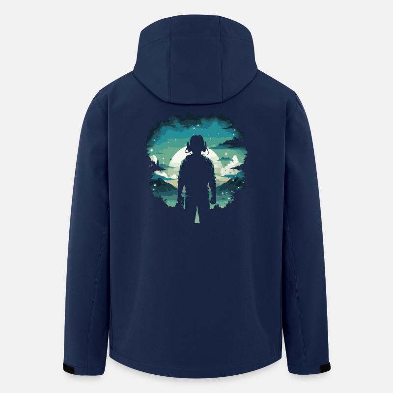 Pixel Art Anime T-Shirt Gaming Moon - Men’s Recycled Softshell Jacket by Stanley/Stella - navy