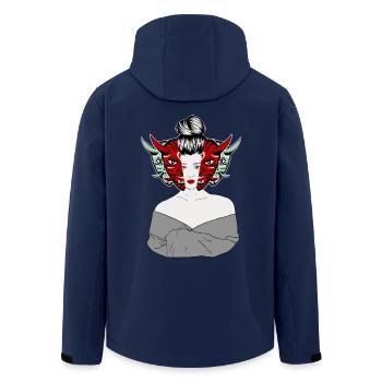 Japanese Demons Geisha - Men’s Recycled Softshell Jacket by Stanley/Stella - navy - Back - AI Model Male 185 light (185cm)