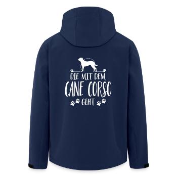 DIE MIT CANE CORSO GEHT Hunde Spruch Wilsigns - Recycelte Männer Softshell-Jacke von Stanley/Stella - Navy - Hinten - AI Model Male 185 light (185cm)