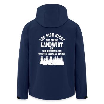 Leg dich nicht mit einem Landwirt an. - Recycelte Männer Softshell-Jacke von Stanley/Stella - Navy - Hinten - AI Model Male 185 light (185cm)