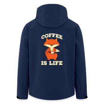 Funny Fox Fox Coffee Morning Muffle Gift - Men’s Recycled Softshell Jacket by Stanley/Stella - navy - Back - AI Model Male 185 light (185cm)