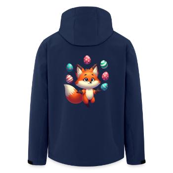 Juggling red fox with Easter eggs - Men’s Recycled Softshell Jacket by Stanley/Stella - navy - Back - AI Model Male 185 light (185cm)
