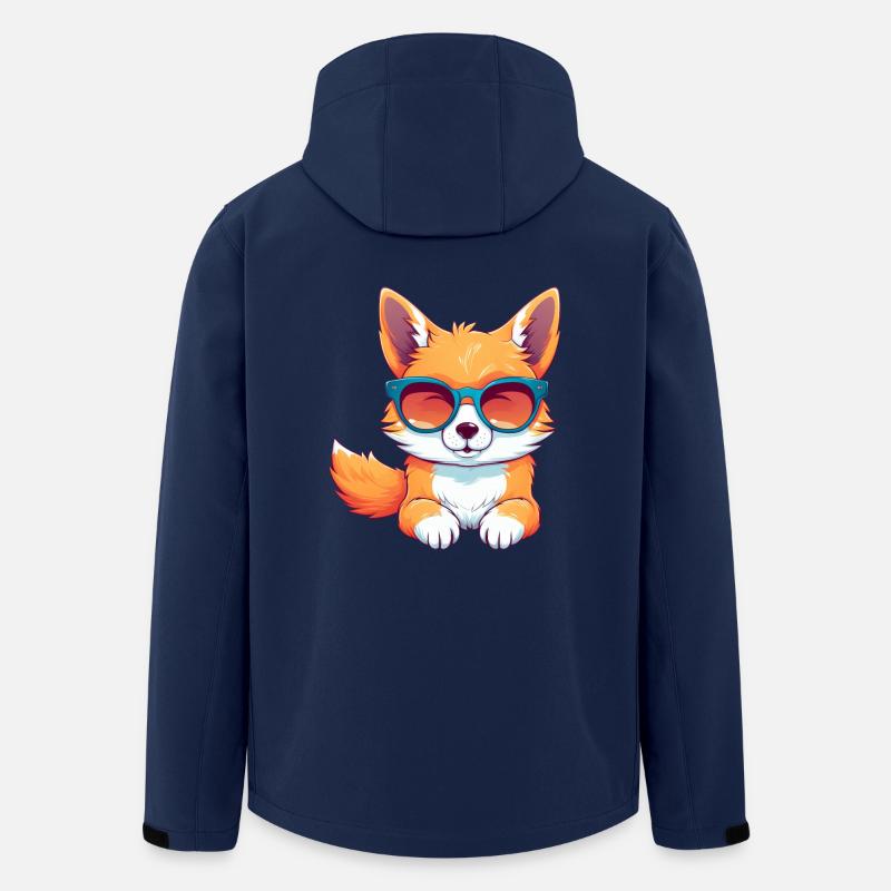 Cooler Nerd Fuchs – Entspanntes Tier-Design - Recycelte Männer Softshell-Jacke von Stanley/Stella - Navy