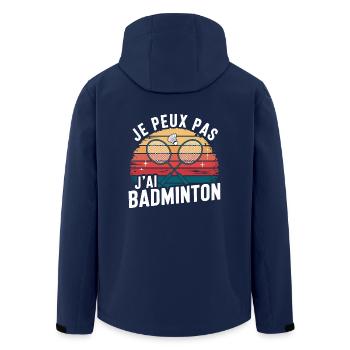 Ich kann nicht, ich habe Badminton - im Vintage-Stil - Recycelte Männer Softshell-Jacke von Stanley/Stella - Navy - Hinten - AI Model Male 185 light (185cm)