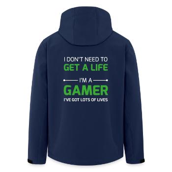 Gamer Life / Respawn Life Nerd Geek Zocker Over - Men’s Recycled Softshell Jacket by Stanley/Stella - navy - Back - AI Model Male 185 light (185cm)