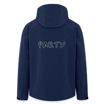 Party #party, Party tshirt - Men’s Recycled Softshell Jacket by Stanley/Stella - navy - Back - AI Model Male 185 light (185cm)