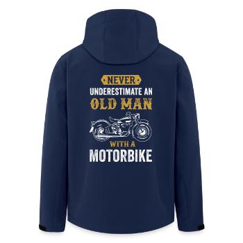 Alter Mann Motorrad lustiges Biker Geschenk - Recycelte Männer Softshell-Jacke von Stanley/Stella - Navy - Hinten - AI Model Male 185 light (185cm)