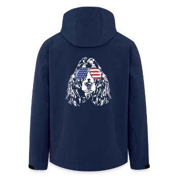 COCKER SPANIEL America Flag Glasses Dogs Wilsigns - Men’s Recycled Softshell Jacket by Stanley/Stella - navy - Back - AI Model Male 185 light (185cm)