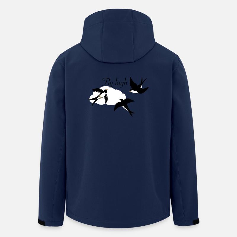 Hirondelles élégantes en vol avec nuage - Veste softshell homme en polyester recyclé Stanley/Stella - marine