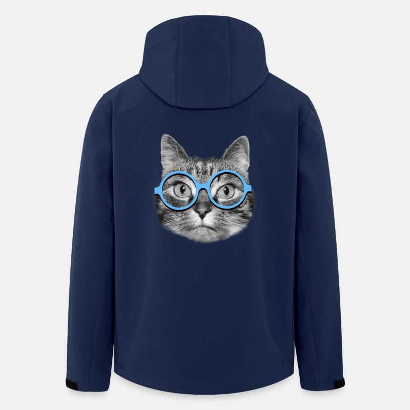 Cat wearing blue eyeglasses - Men’s Recycled Softshell Jacket by Stanley/Stella - navy