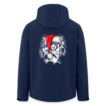 Santa Papillon Christmas St. Nicholas Dogs Wilsigns - Men’s Recycled Softshell Jacket by Stanley/Stella - navy - Back - AI Model Male 185 light (185cm)